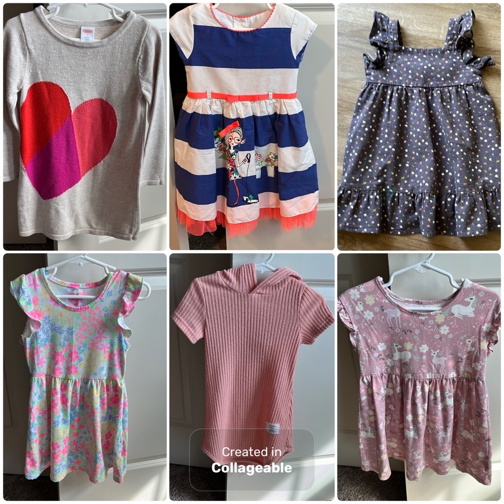 Kids Pink and Gray Heart Dress